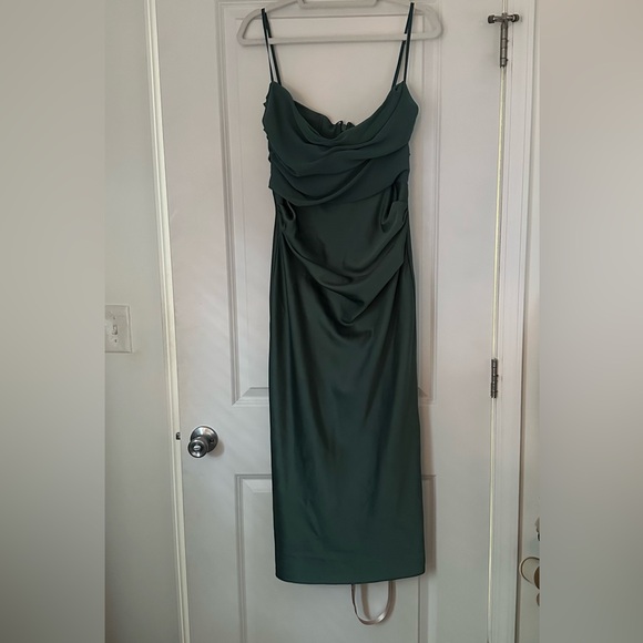 House of CB Teia Satin & Georgette Corset Midi Dress Size L; NBW + NWT - Picture 3 of 6